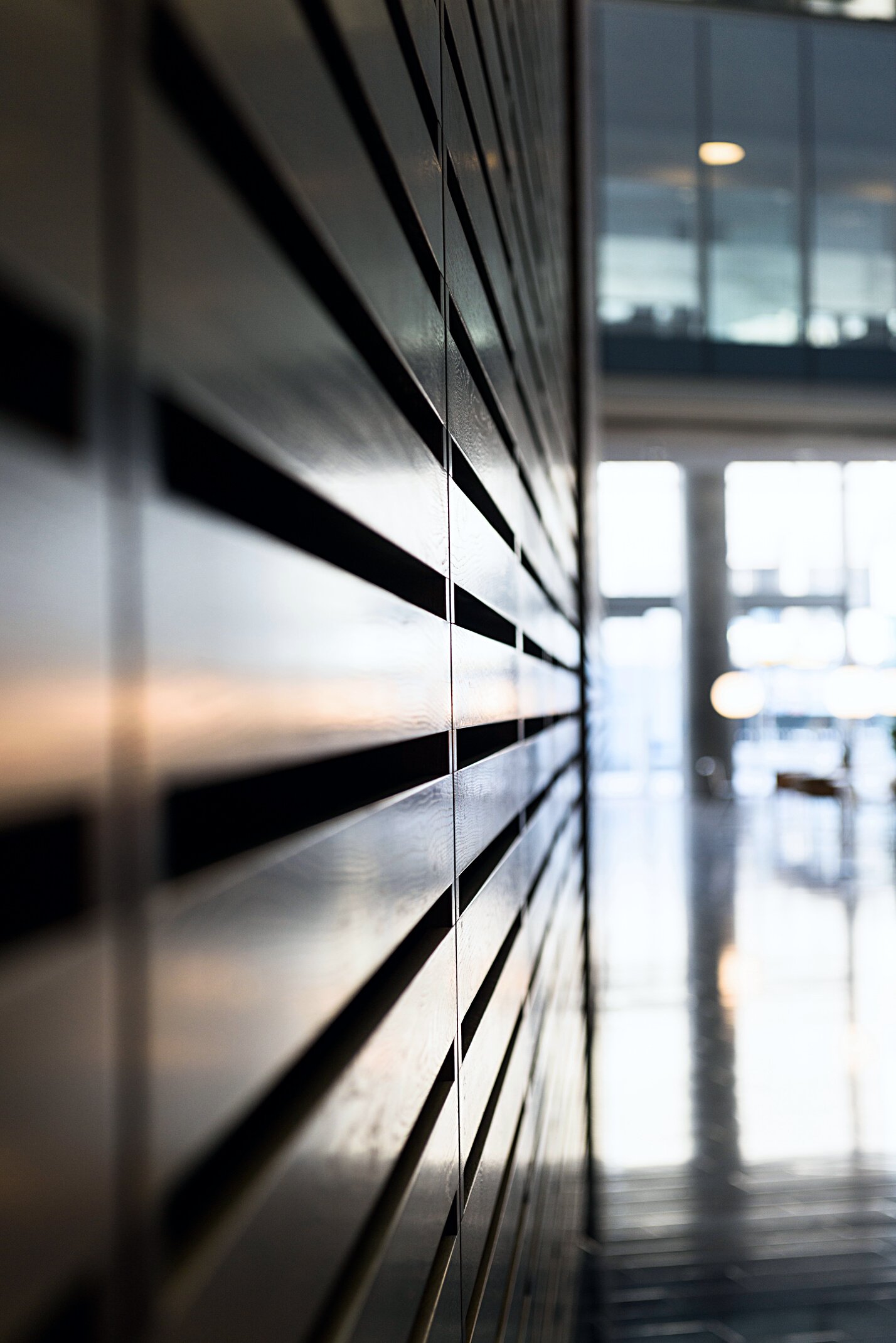 Dark modern office foyer abstract background